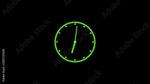 clock icon animation on black background. analog clock timer circle animated. 