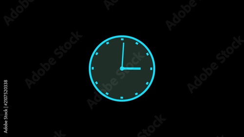 clock icon animation on black background. analog clock timer circle animated. 