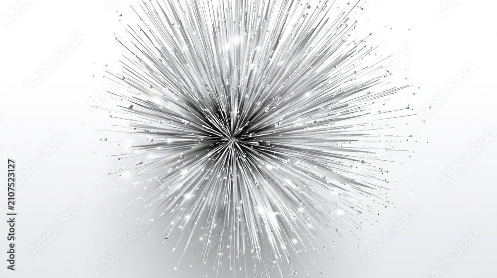Naklejka premium Abstract burst of silver needles and sparkles
