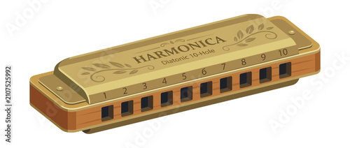 Cuadro en lienzo Golden Harmonica with Decorative Engravings Isolated