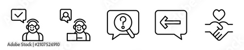 Photos Set de Iconos Atención al Cliente Soporte y Servicio 5 Piezas Outline vector