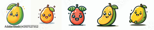 a set of cute,colorful fruits