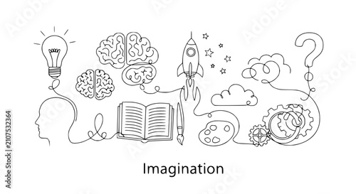 Fotografía Imagination Concept: Brainstorming, Ideas, Innovation, Creativity, Learning, and