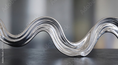3D Abstract Swirling Liquid Metal Splash and Chrome Vortex Melting in Studio Background