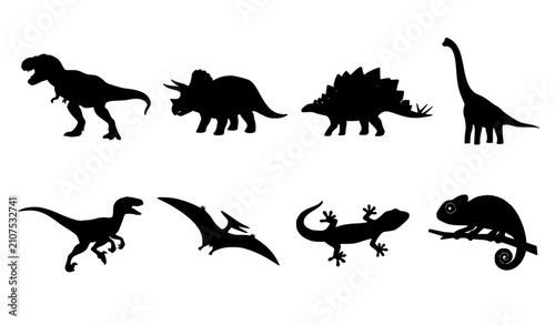 Dinosaur and Lizard Silhouette Vector Collection