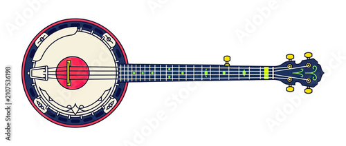 Fotografie Stringed Musical Instrument Illustration with Ornate Details