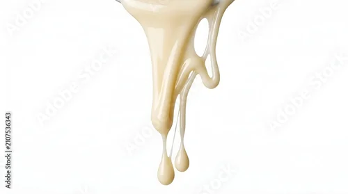 Obraz Creamy Sweet Liquid Dripping on White Background
