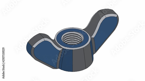 Canvastavla Blue wing nut with threaded metal center.
