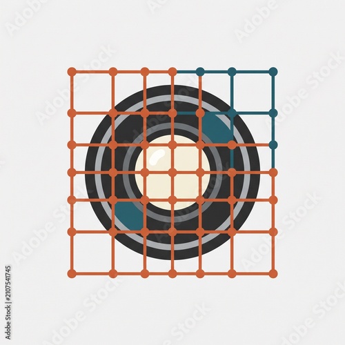 2D Flat Design Machine Vision System Icon
