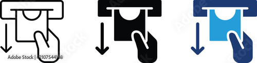 Foto ATM cash withdrawal icon showing hand taking money from bank machine
