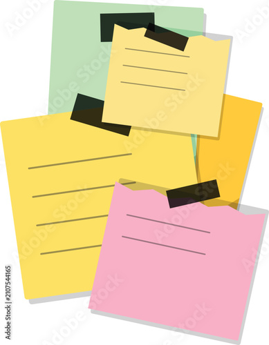 Assorted Colorful Paper Sticky Notes Taped Onto A Surface For Reminders And Organization