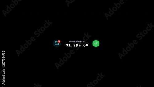 Digital shopping cart subtotal and checkout screen 4k