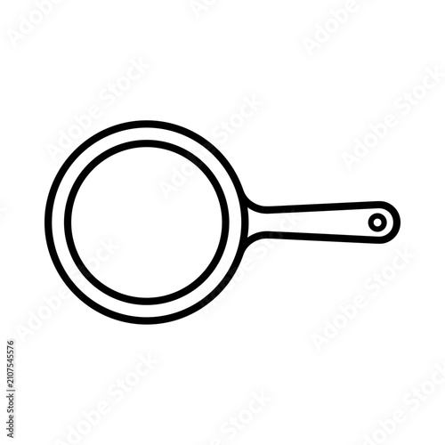 Bild auf Leinwand Simple Black Frying Pan Outline Vector Icon on White Background