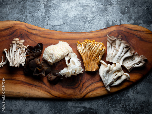 Assorted mushrooms on a tray