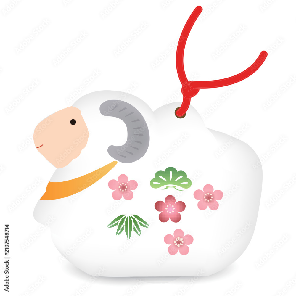 Fototapeta premium 梅の花柄が描かれた日本の伝統的な縁起物の飾り