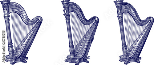 Quadro su tela Vintage Stringed Musical Instruments Illustration