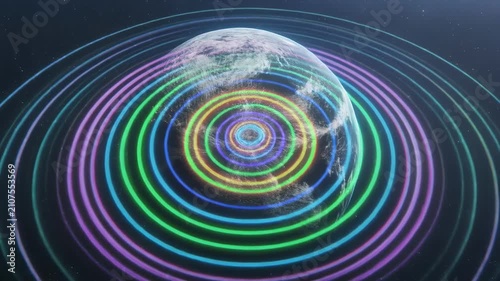 Colorful concentric wave patterns in motion