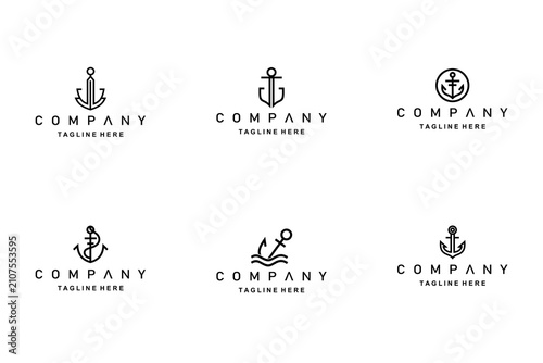 Quadro su tela Anchor line style logo collection