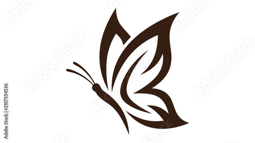Vászonkép Butterfly stylized icon showcases flowing brown lines to create a graceful and artistic insect shape