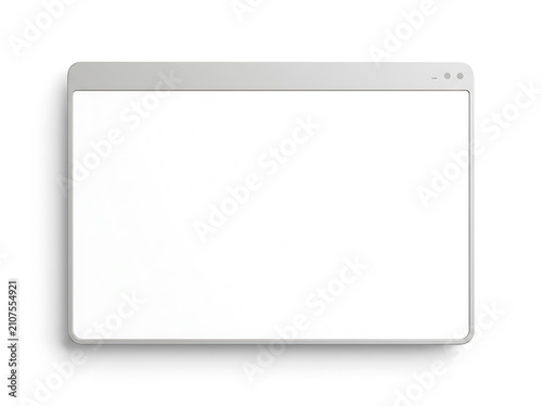 Minimalist blank browser window mockup isolated on white background