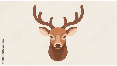 Konstfotografi Deer Head with Antlers Illustration.