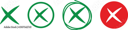 Cuadro en lienzo Cross mark symbols with check and error styles
