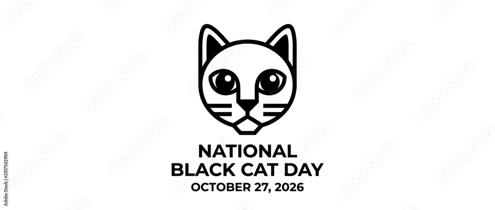 Fototapeta premium Minimalist cat head line art illustration for feline awareness day