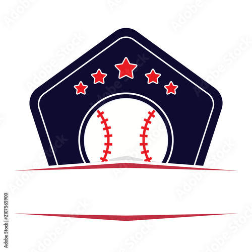 Baseball emblem with stars and blank banner for team logo design vector illustration