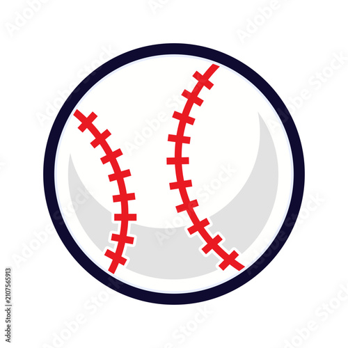 Minimalist baseball icon with red stitching isolated on white background vector graphic