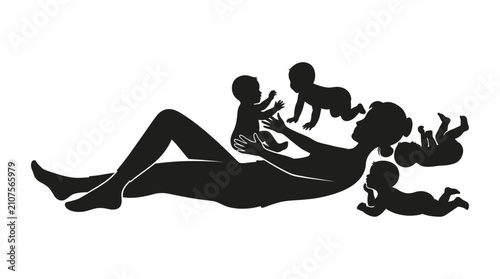 Canvastavla Silhouette vector illustration of graduating students celebrating graduation cer