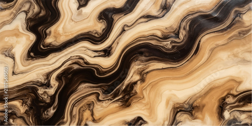 фотографія An abstract blend of swirling brown and black ink creates a mesmerizing marble-like pattern, evoking a sense of organic flow and sophisticated texture