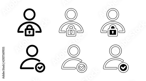 Verified User Profile and Account Security Line Icon Vector