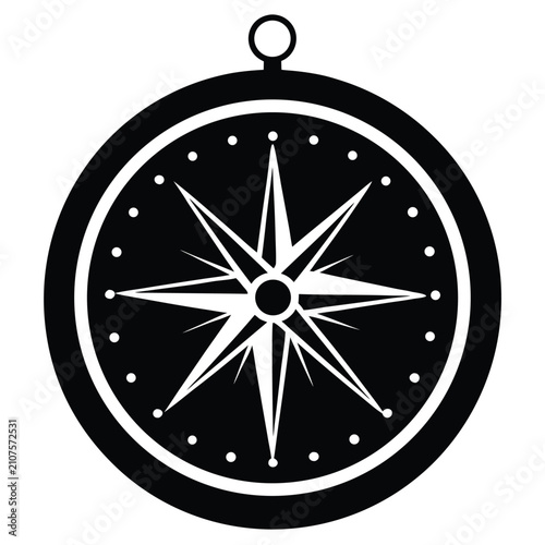 Compass rose icon with star and circle design
