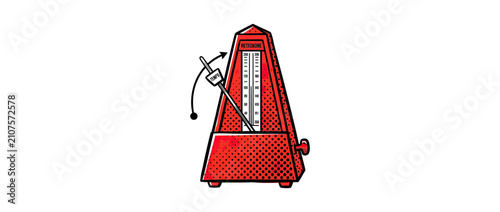 Obraz na plátně Red metronome ticking with pendulum motion illustration