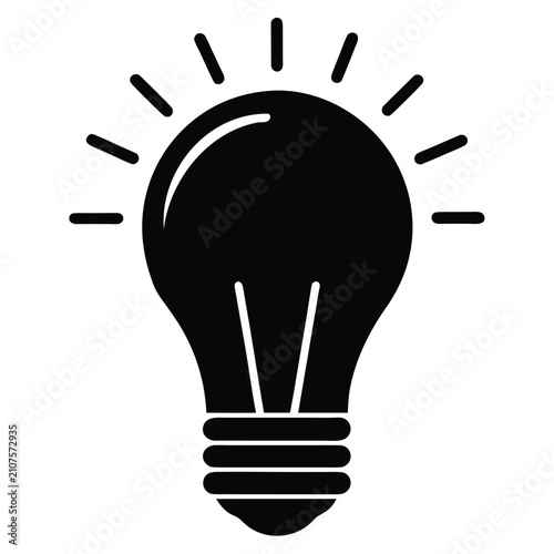 Glowing light bulb icon with rays