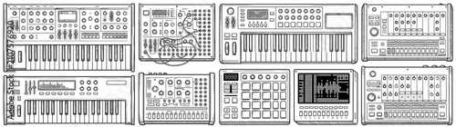Fotografía Synthesizer and Drum Machine Electronic Music Equipment