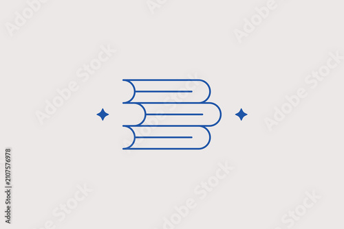 Obraz na płótnie Stacked books line icon for library