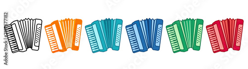 Photos Collection of Colorful Accordions and Sketch