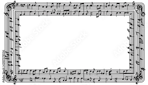 Classic Black Treble Clef Rectangular Border Graphic