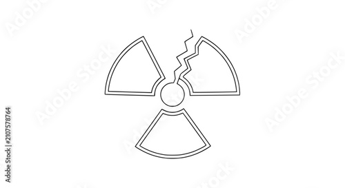 Obraz na plátne Cracked Radiation Symbol Outline - Danger, Hazard, Nuclear Warning, Contaminatio