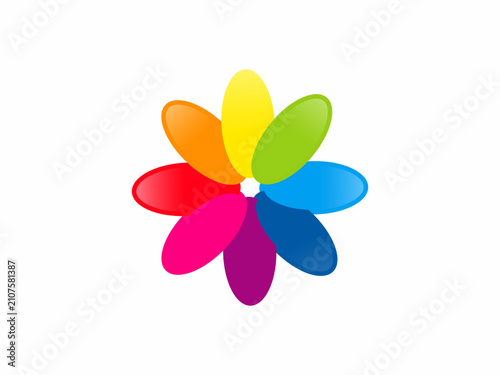 Colorful Abstract Flower Petals Logo Design Vector for Creative Studio, Media, Printing, and Modern Brand Identity