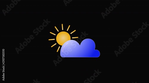 Weather forecast Cloudy and rainy icon animation. Alpha matte with transparent background with 4K Resolution.