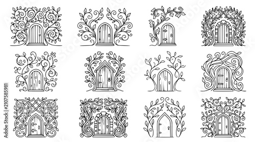 Фотография Enchanted Forest Doors: Whimsical Entrances with Organic, Swirling Nature Motifs