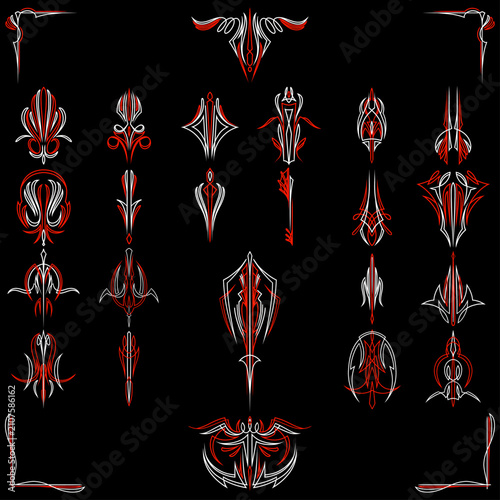 Obraz na płótnie 25 pack pinstripe vector set design for custom culture detailed line art decals