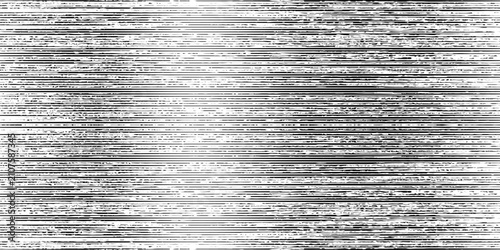 Horizontal distressed lines texture. Black aged striped pattern background. Linear halftone scratch photocopy wallpaper. Damaged scanned image concept backdrop. Old worn paper effect print. Vector