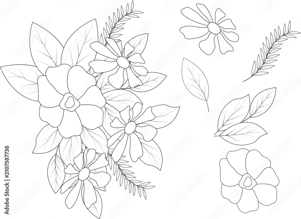 Fototapeta premium hand drawn flowers