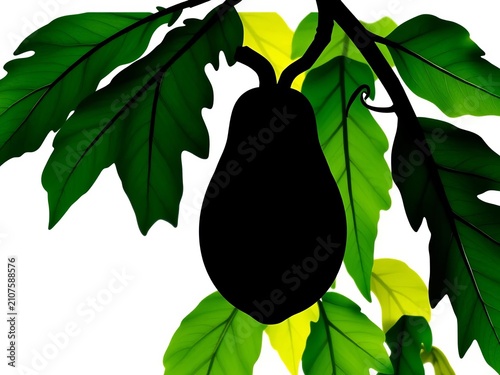 Illustration of a papaya silhouette with seeds and stem, vectors, set