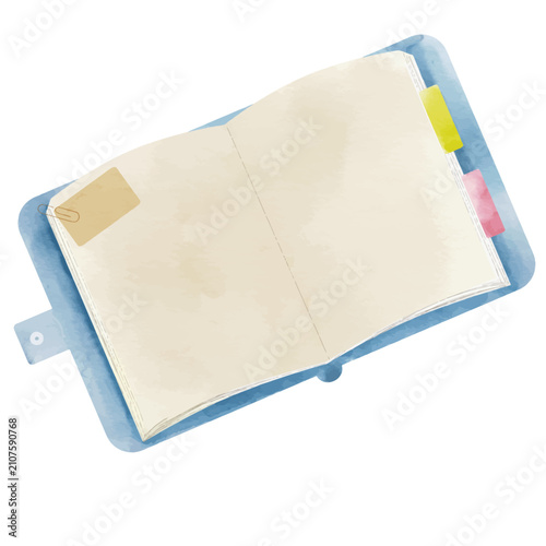 Open Blue Blank Book Watercolor