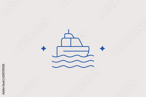 Foto Luxury yacht line icon for marina