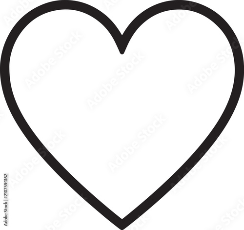 Simple black outline heart shape icon for love and romance design